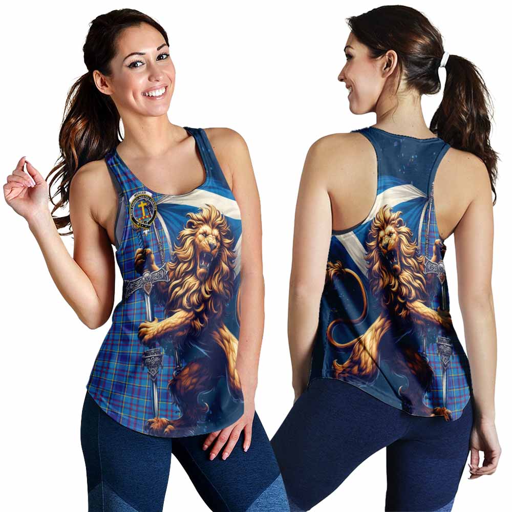 Tartan Vibes Clothing Mercer Tartan Family Crest Women's Racerback Tanks with Scottish Majestic Lion