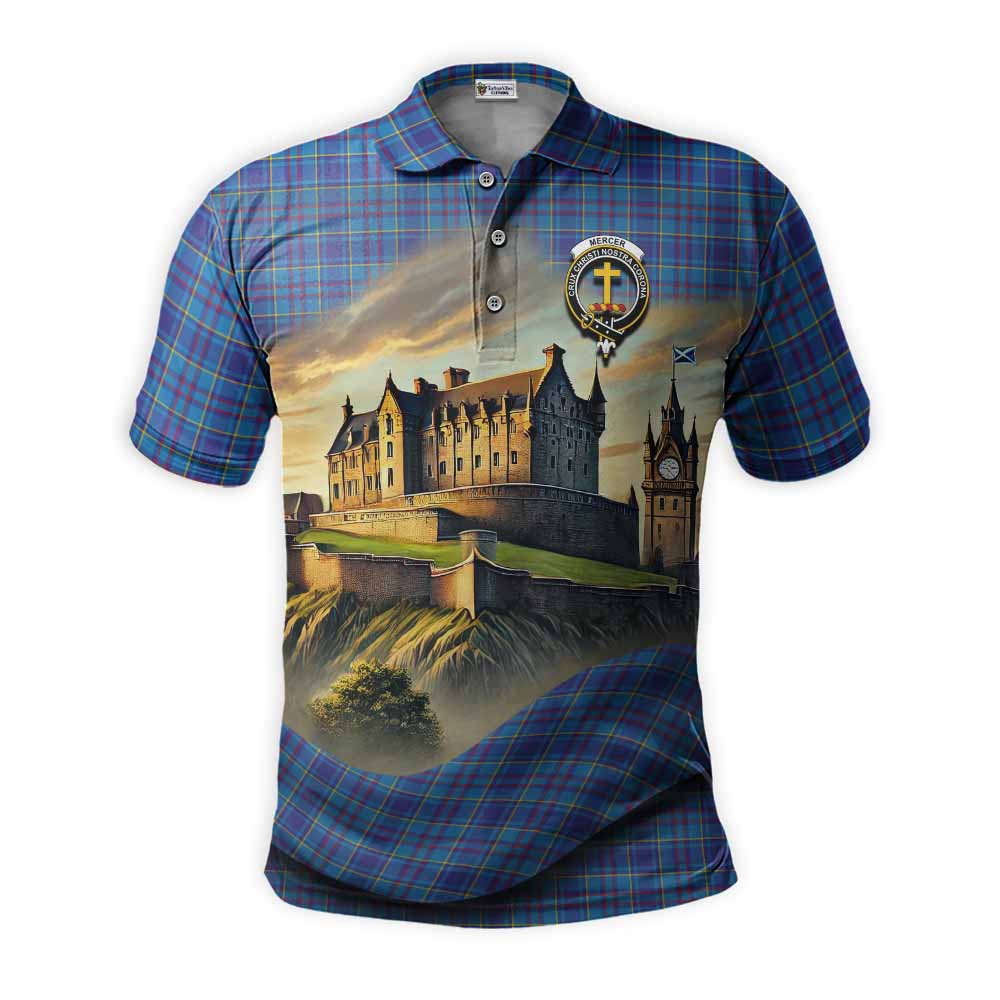 Tartan Vibes Clothing Mercer Tartan Family Crest Polo Shirt with Scottish Ancient Castle Stype