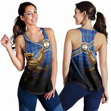 Tartan Vibes Clothing Mercer Crest Tartan Women's Racerback Tanks with Golden Lion Emblem Celtic Style
