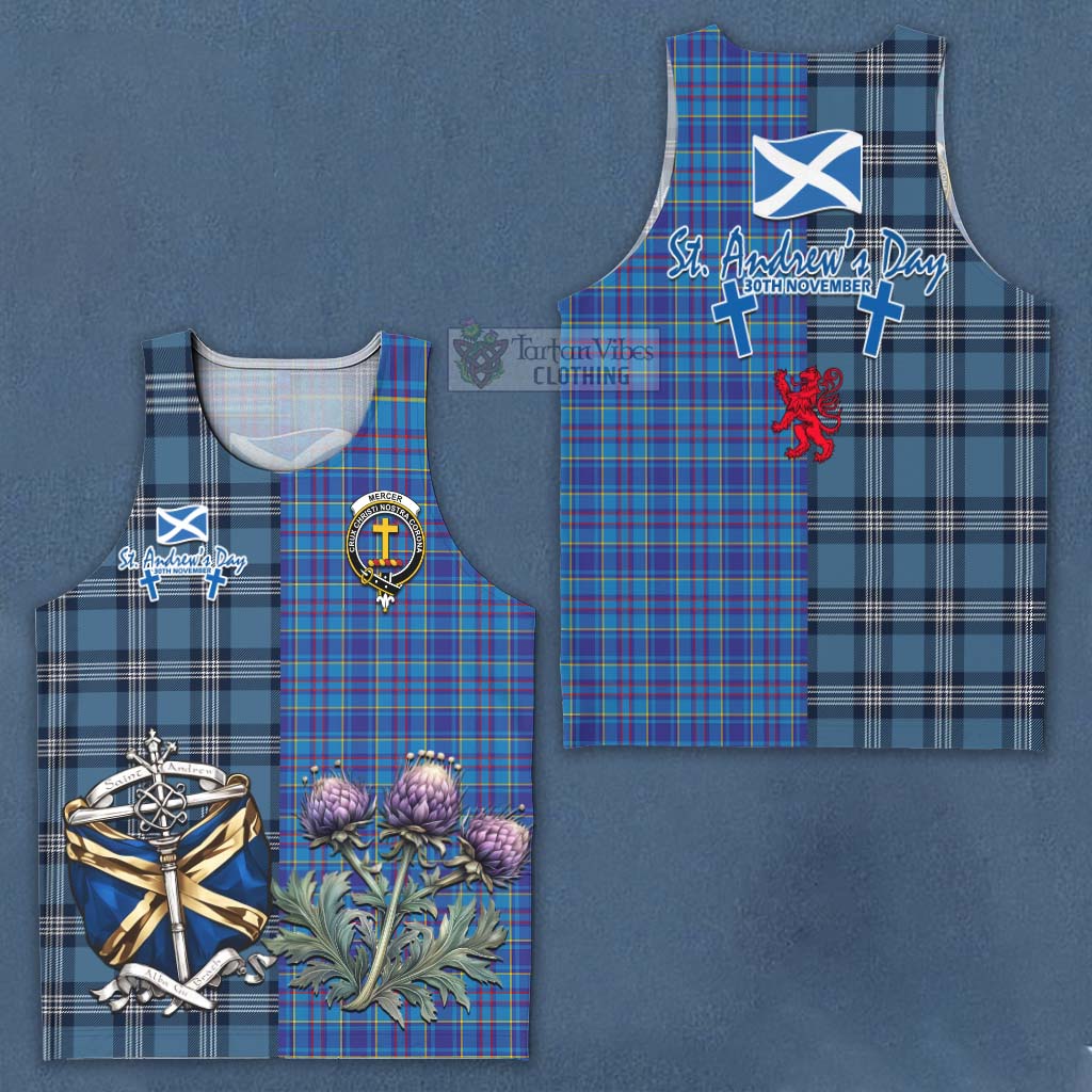 Tartan Vibes Clothing Mercer Tartan Men's Tank Top Happy St. Andrew's Day Half Tartan Style