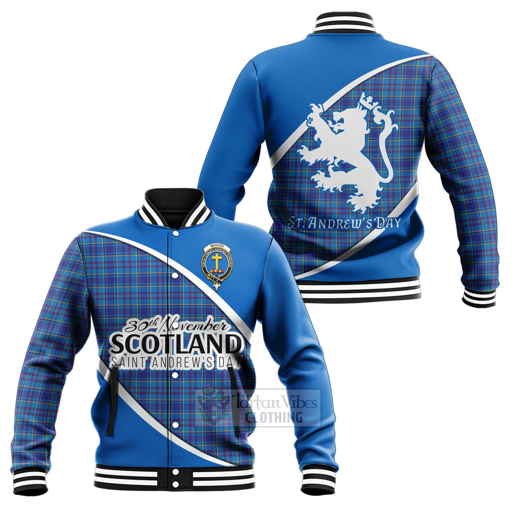 Tartan Vibes Clothing Mercer Family Crest Tartan Baseball Jacket Celebrate Saint Andrew's Day in Style