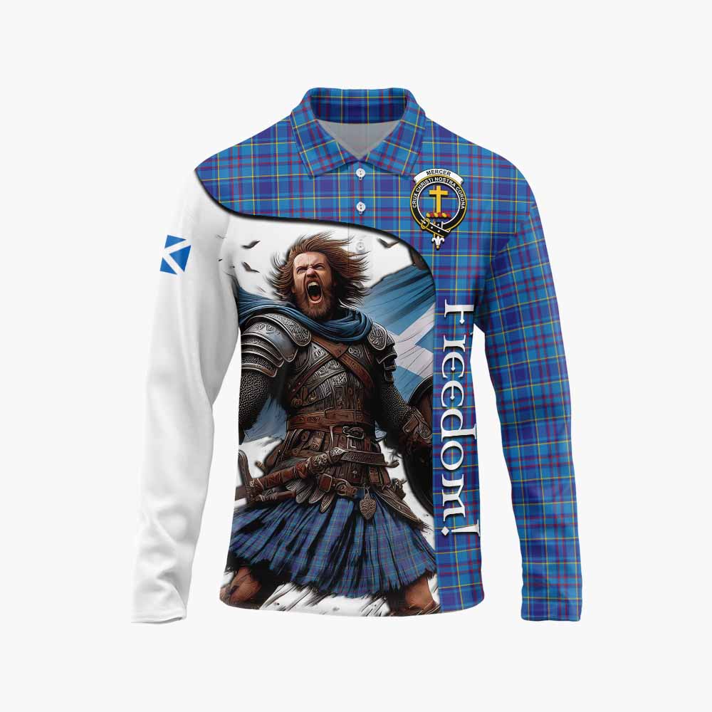 Tartan Vibes Clothing Mercer Crest Tartan Long Sleeve Polo Shirt Inspired by the Freedom of Scottish Warrior