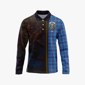 Mercer Tartan Family Crest Long Sleeve Polo Shirt Alba Gu Brath Be Brave Lion Ancient Style