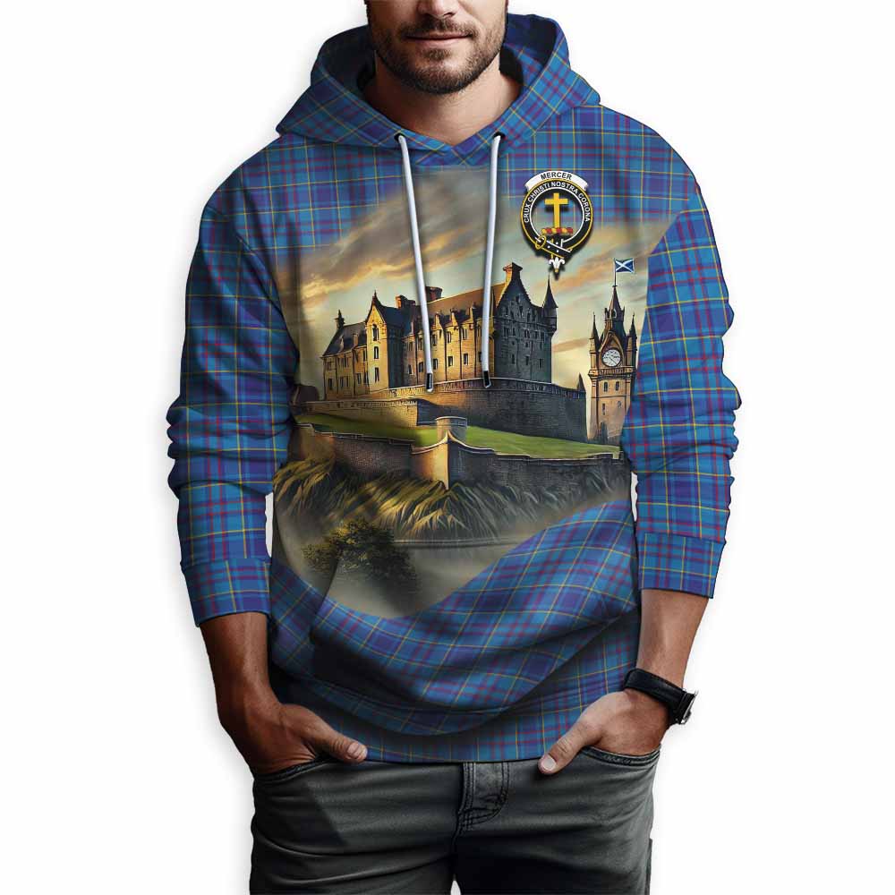 Tartan Vibes Clothing Mercer Tartan Family Crest Hoodie with Scottish Ancient Castle Style