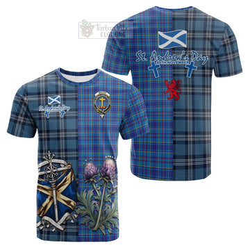 Tartan Vibes Clothing Mercer Tartan Cotton T-shirt Happy St. Andrew's Day Half Tartan Style