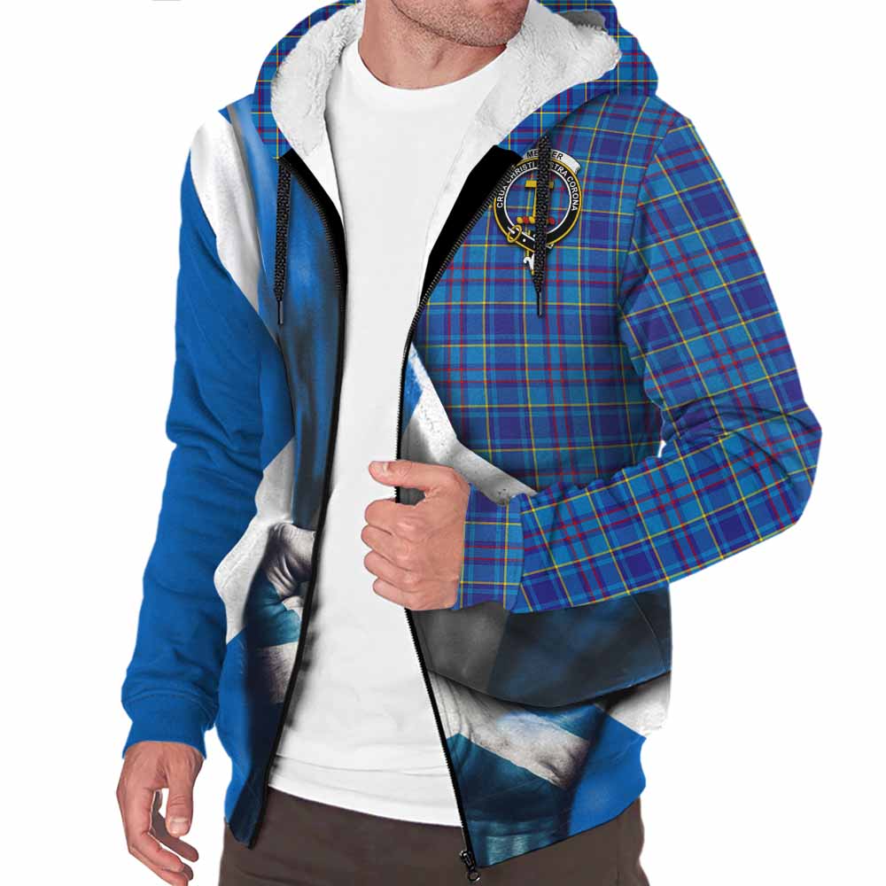 Tartan Vibes Clothing Mercer Tartan Sherpa Hoodie with Family Crest Scotland Patriotic Style
