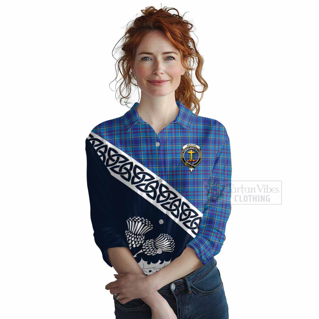 Tartan Vibes Clothing Mercer Tartan Women's Casual Shirt Featuring Thistle and Scotland Map