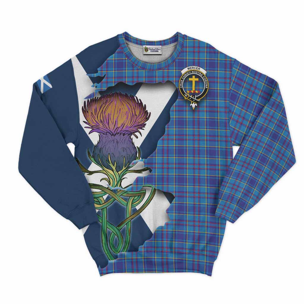 Tartan Vibes Clothing Mercer Tartan Family Crest Sweatshirt Scottish Thistle Celtic Inspired