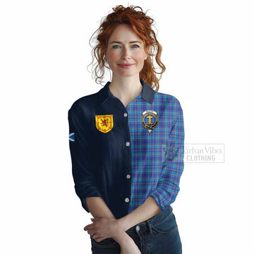 Mercer Tartan Women's Casual Shirt Alba with Scottish Lion Royal Arm Half Style
