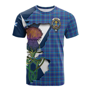 Tartan Vibes Clothing Mercer Tartan Family Crest Cotton T-shirt Scottish Thistle Celtic Inspired
