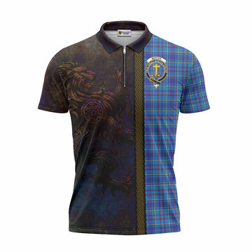 Mercer Tartan Family Crest Zipper Polo Shirt Alba Gu Brath Be Brave Lion Ancient Style