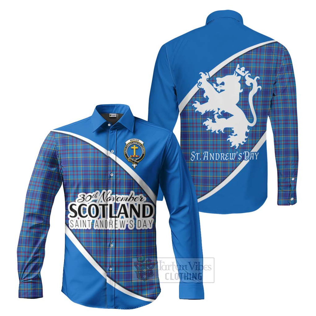 Tartan Vibes Clothing Mercer Family Crest Tartan Long Sleeve Button Shirt Celebrate Saint Andrew's Day in Style