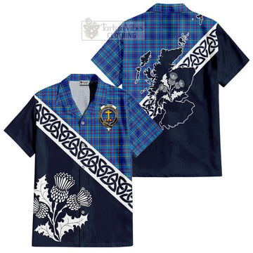 Mercer Tartan Hawaiian Shirt Featuring Thistle and Scotland Map