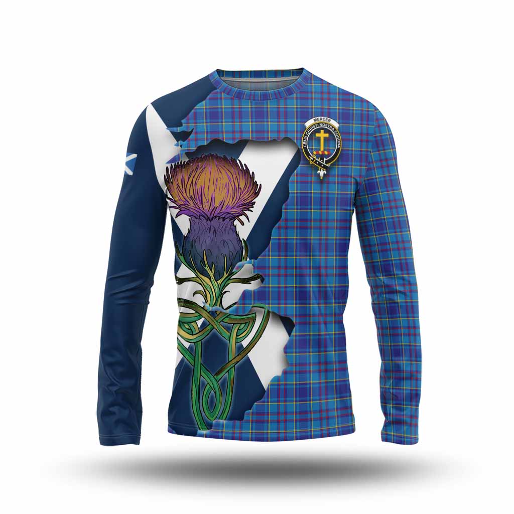 Tartan Vibes Clothing Mercer Tartan Family Crest Long Sleeve T-Shirt Scottish Thistle Celtic Inspired