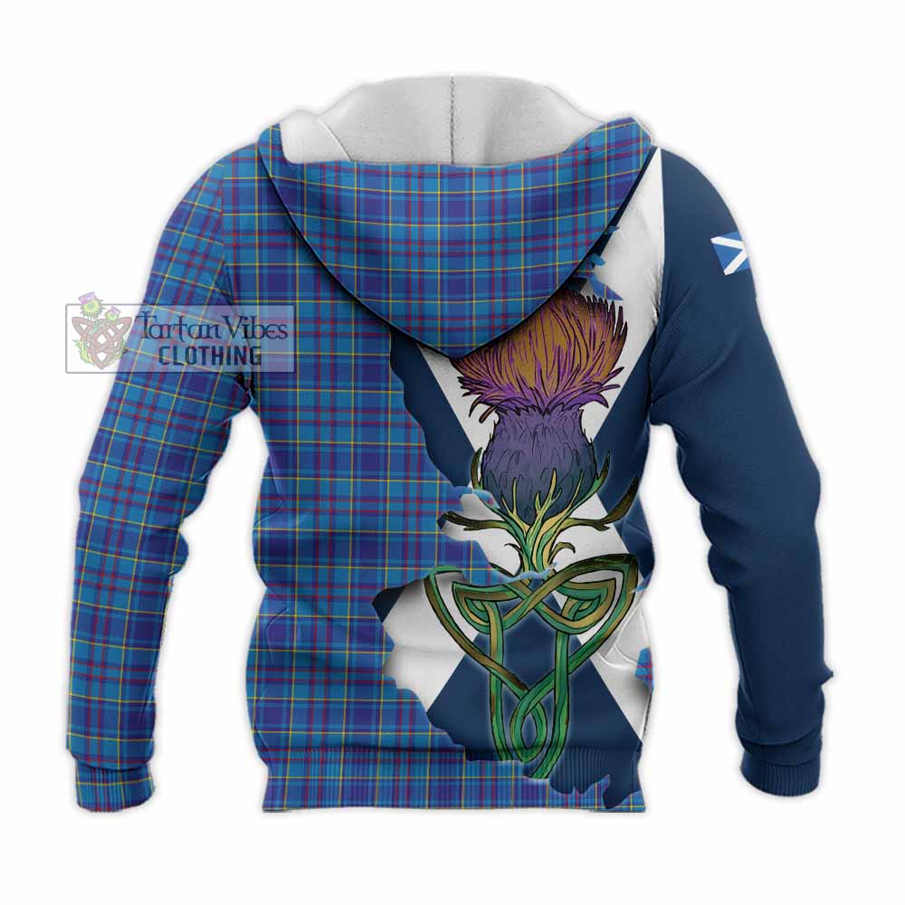 Tartan Vibes Clothing Mercer Tartan Family Crest Knitted Hoodie Scottish Thistle Celtic Inspired