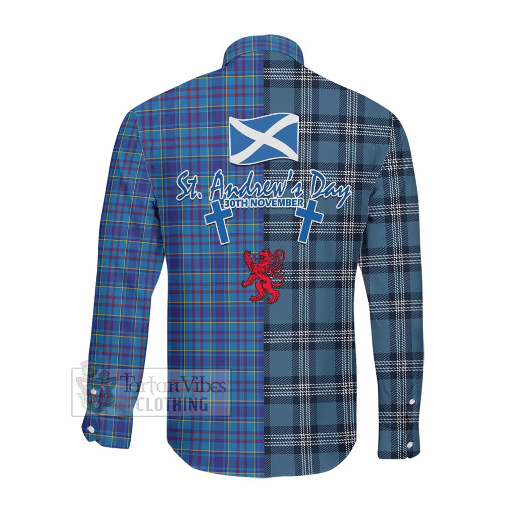 Tartan Vibes Clothing Mercer Tartan Long Sleeve Button Shirt Happy St. Andrew's Day Half Tartan Style