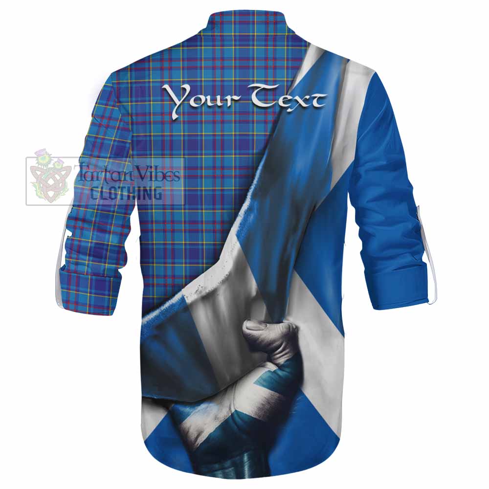 Tartan Vibes Clothing Mercer Tartan Ghillie Kilt Shirt with Family Crest Scotland Patriotic Style