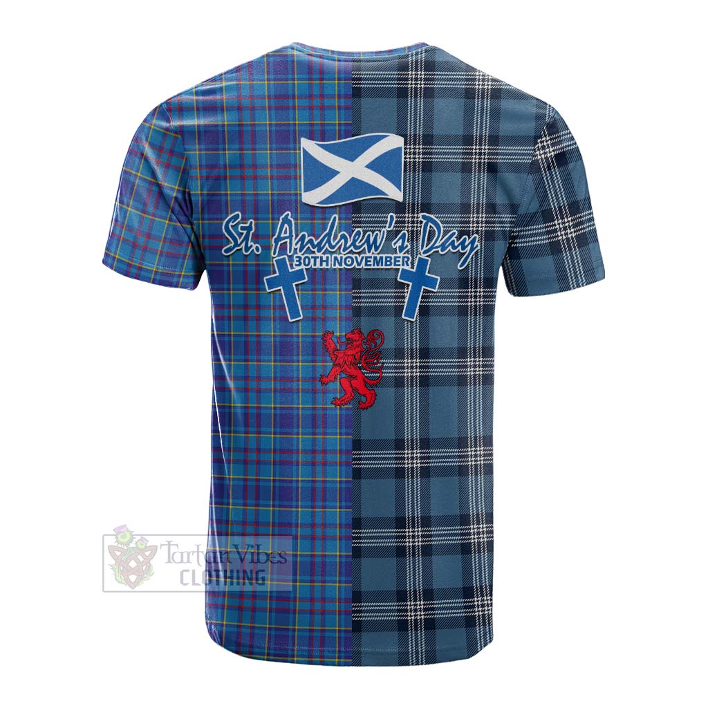 Tartan Vibes Clothing Mercer Tartan Cotton T-shirt Happy St. Andrew's Day Half Tartan Style