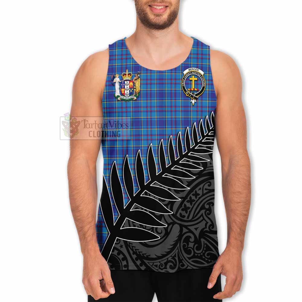 Tartan Vibes Clothing Mercer Crest Tartan Men's Tank Top with New Zealand Silver Fern Half Style