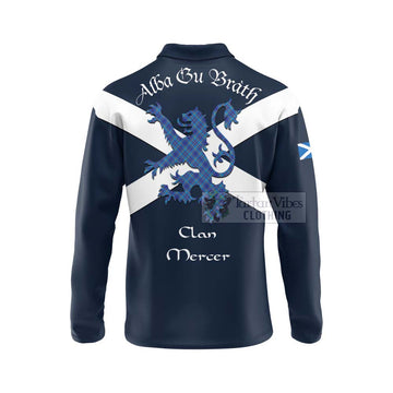 Tartan Vibes Clothing Mercer Tartan Lion Rampant Long Sleeve Polo Shirt – Proudly Display Your Heritage with Alba Gu Brath and Clan Name