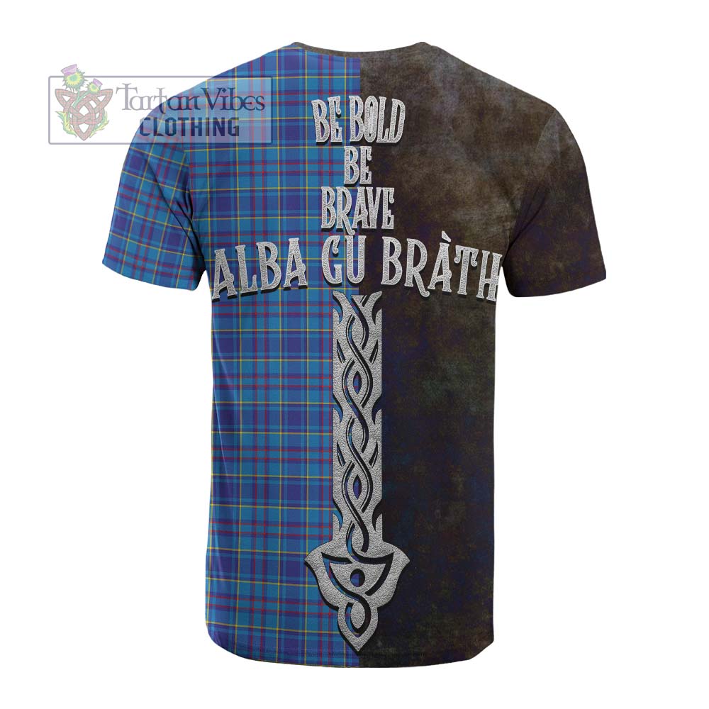 Tartan Vibes Clothing Mercer Tartan Family Crest Cotton T-shirt Alba Gu Brath Be Brave Lion Ancient Style