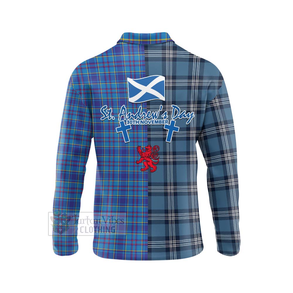 Tartan Vibes Clothing Mercer Tartan Long Sleeve Polo Shirt Happy St. Andrew's Day Half Tartan Style