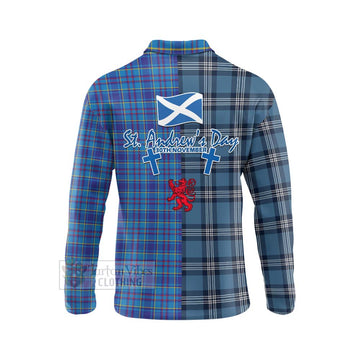 Tartan Vibes Clothing Mercer Tartan Long Sleeve Polo Shirt Happy St. Andrew's Day Half Tartan Style