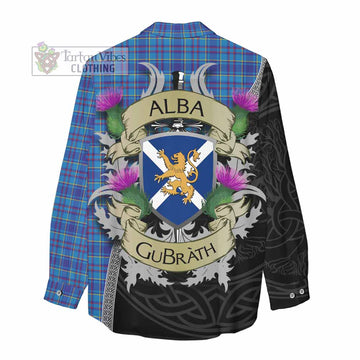 Mercer Tartan Family Crest Women's Casual Shirt Lion Rampant Royal Thistle Shield Celtic Inspired