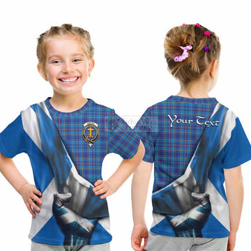 Mercer Tartan Kid T-Shirt with Family Crest Scotland Patriotic Style
