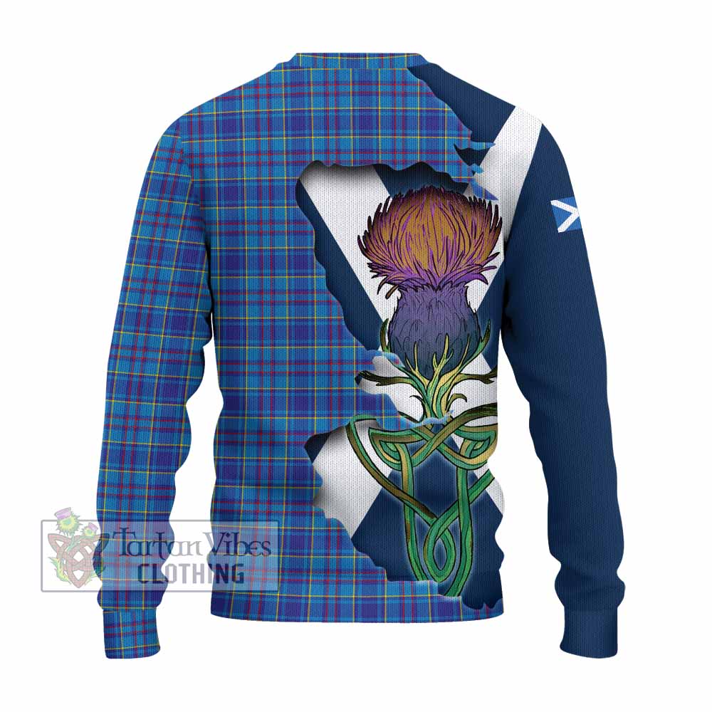Tartan Vibes Clothing Mercer Tartan Family Crest Knitted Sweater Scottish Thistle Celtic Inspired