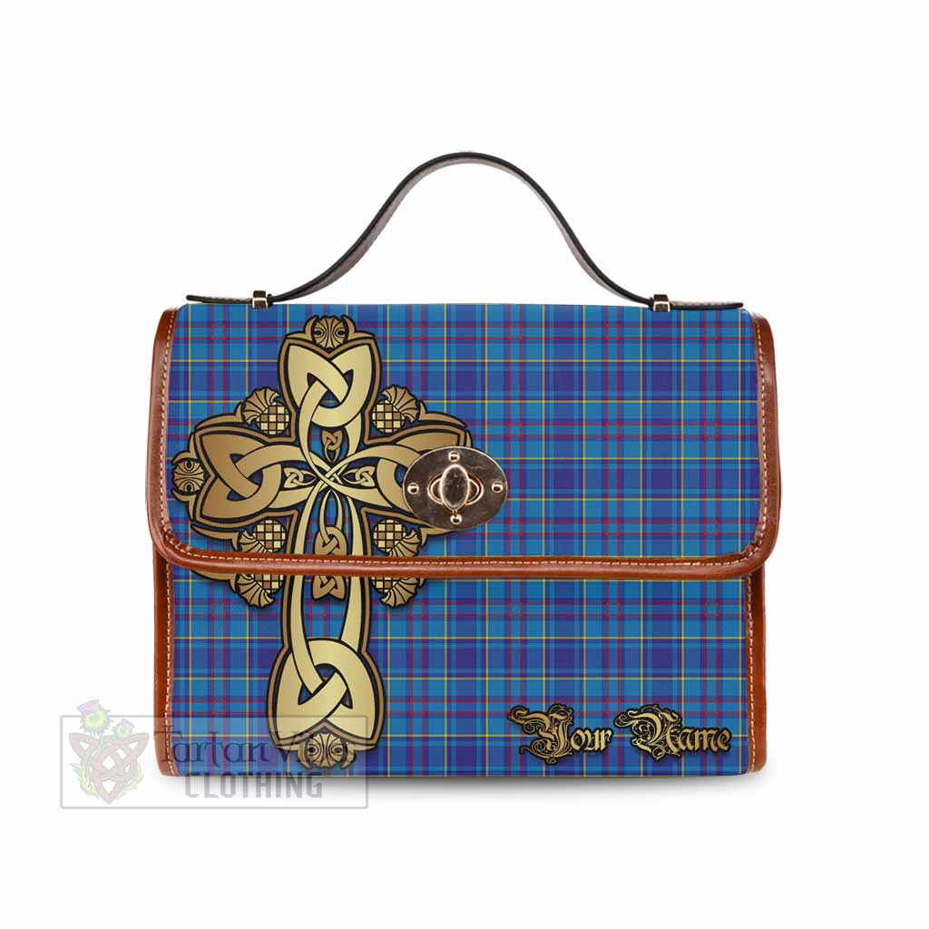 Tartan Vibes Clothing Mercer Tartan Waterproof Canvas Bag Golden Thistle Celtic Cross Style