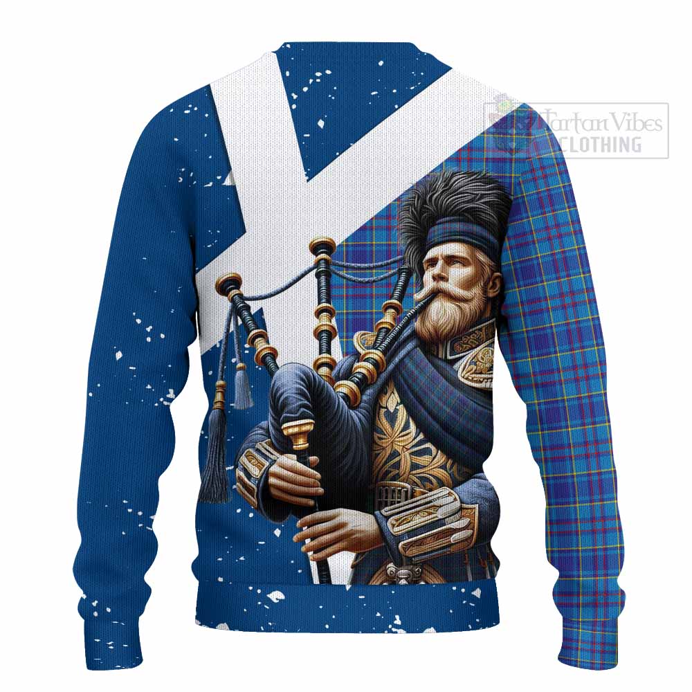 Tartan Vibes Clothing Mercer Tartan Knitted Sweater with Family Crest Scottish Bagpiper Vibes