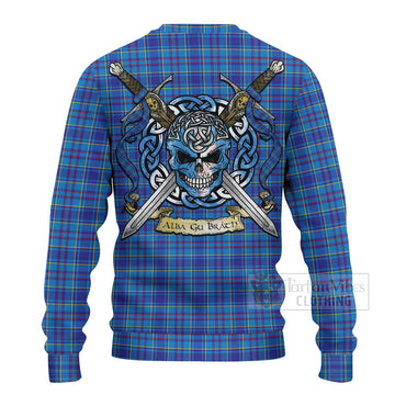 Tartan Vibes Clothing Mercer Tartan Knitted Sweater with Family Crest Celtic Skull Style