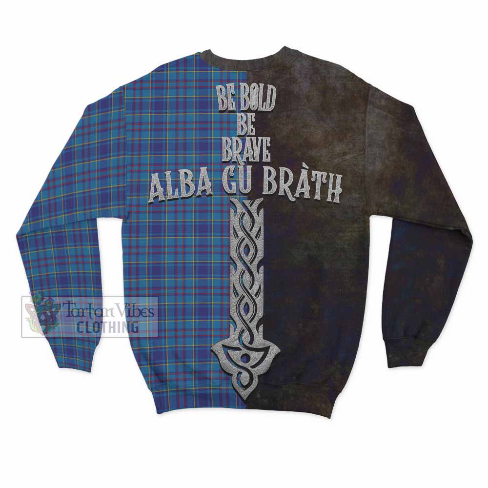 Tartan Vibes Clothing Mercer Tartan Family Crest Sweatshirt Alba Gu Brath Be Brave Lion Ancient Style