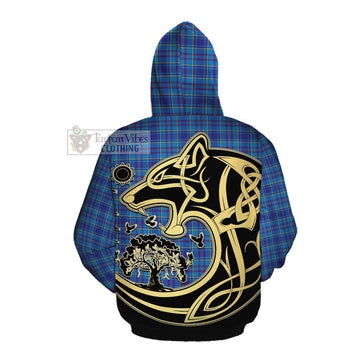 Tartan Vibes Clothing Mercer Tartan Cotton Hoodie with Family Crest Celtic Wolf Style