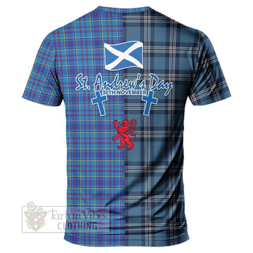 Tartan Vibes Clothing Mercer Tartan T-Shirt Happy St. Andrew's Day Half Tartan Style