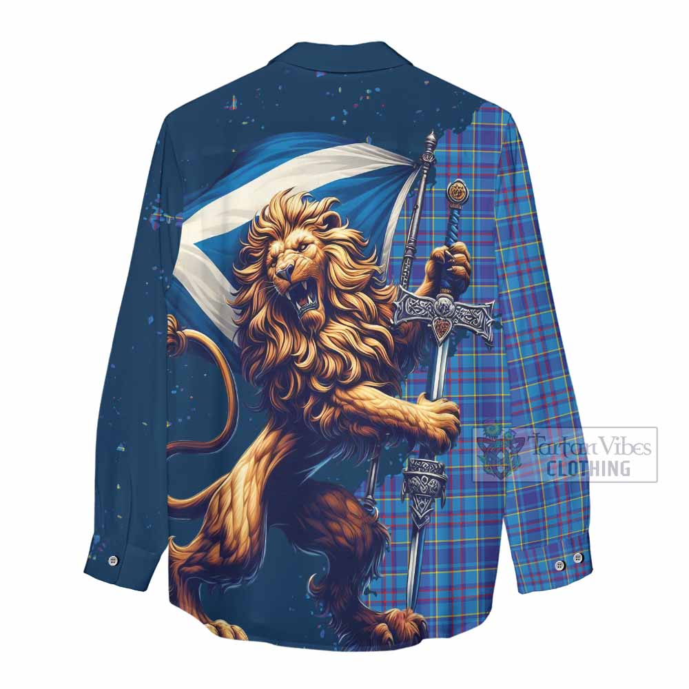 Tartan Vibes Clothing Mercer Tartan Family Crest Women's Casual Shirt with Scottish Majestic Lion