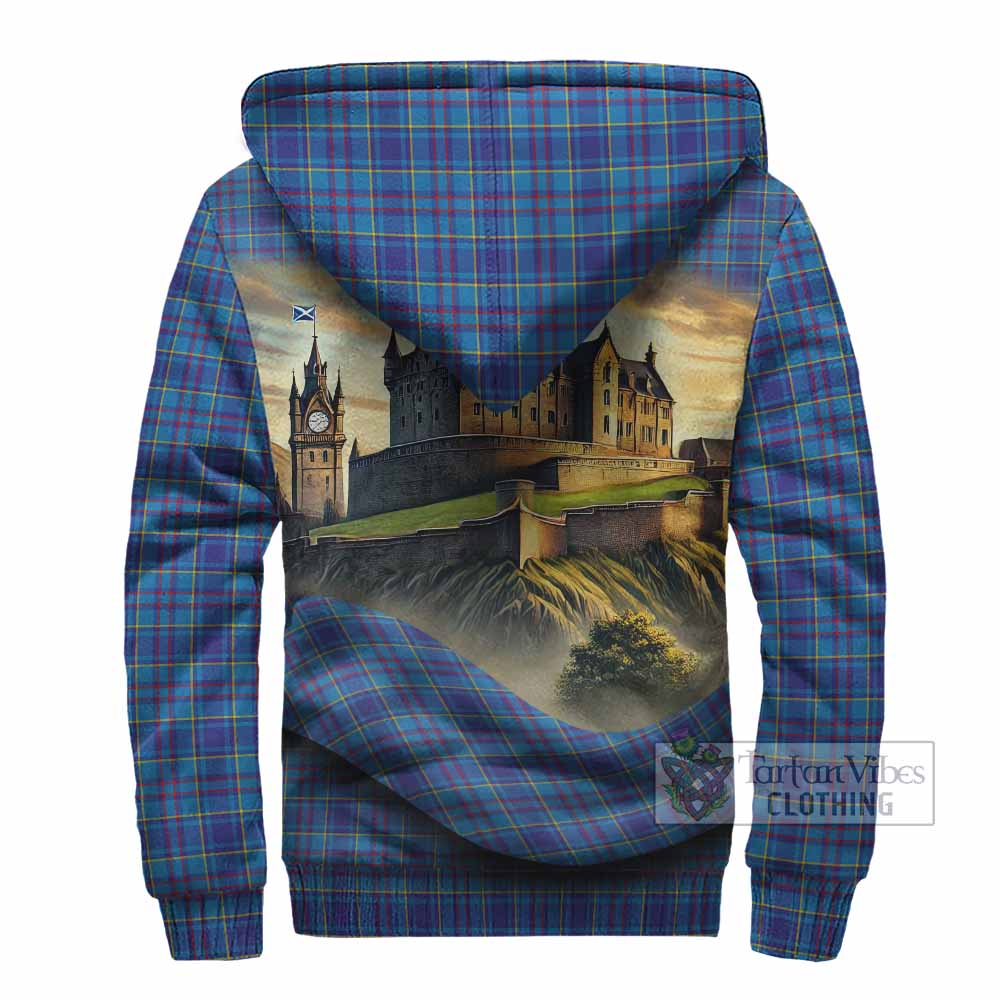 Tartan Vibes Clothing Mercer Tartan Family Crest Sherpa Hoodie with Scottish Ancient Castle Style