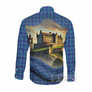 Mercer Tartan Family Crest Long Sleeve Button Shirt with Scottish Ancient Castle Style