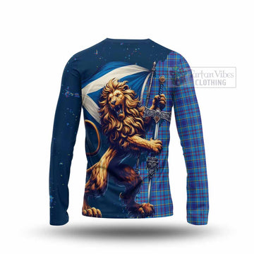 Tartan Vibes Clothing Mercer Tartan Family Crest Long Sleeve T-Shirt with Scottish Majestic Lion