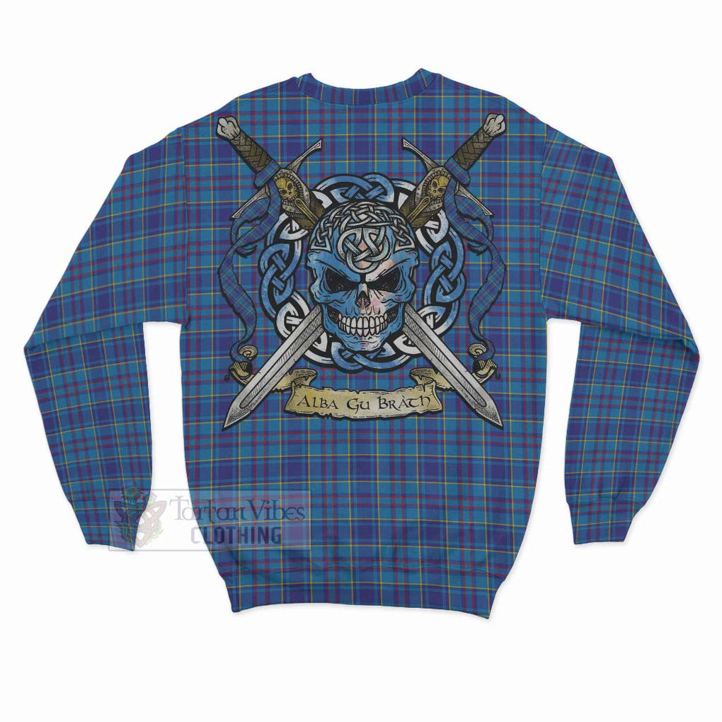 Tartan Vibes Clothing Mercer Tartan Sweatshirt with Family Crest Celtic Skull Style