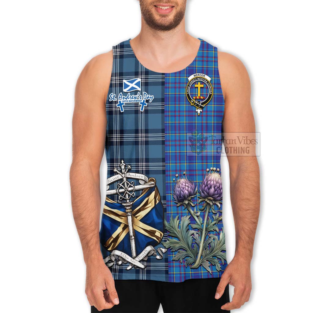 Tartan Vibes Clothing Mercer Tartan Men's Tank Top Happy St. Andrew's Day Half Tartan Style