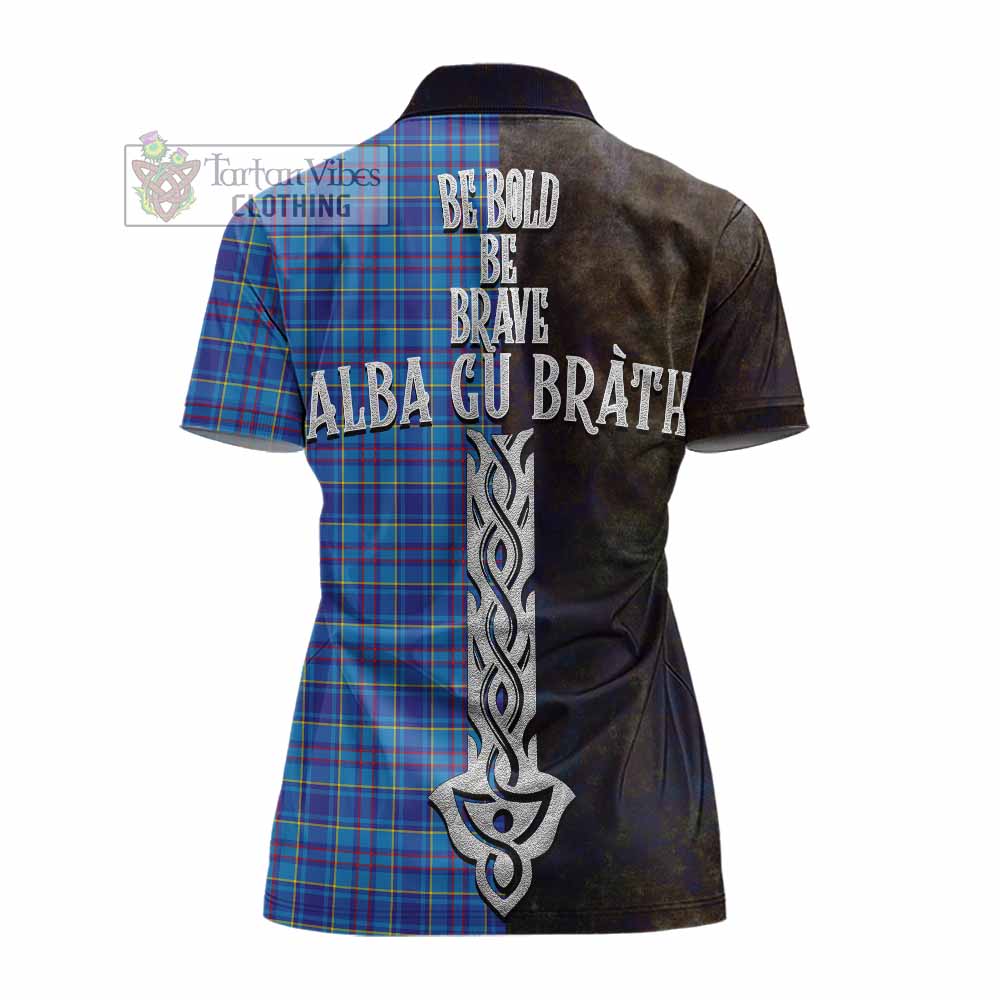 Tartan Vibes Clothing Mercer Tartan Family Crest Women's Polo Shirt Alba Gu Brath Be Brave Lion Ancient Style