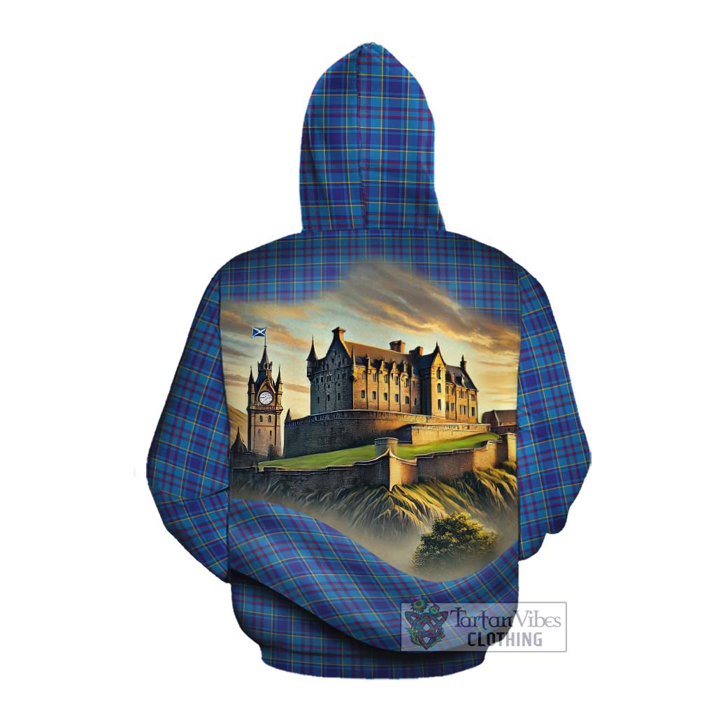 Tartan Vibes Clothing Mercer Tartan Family Crest Cotton Hoodie with Scottish Ancient Castle Style