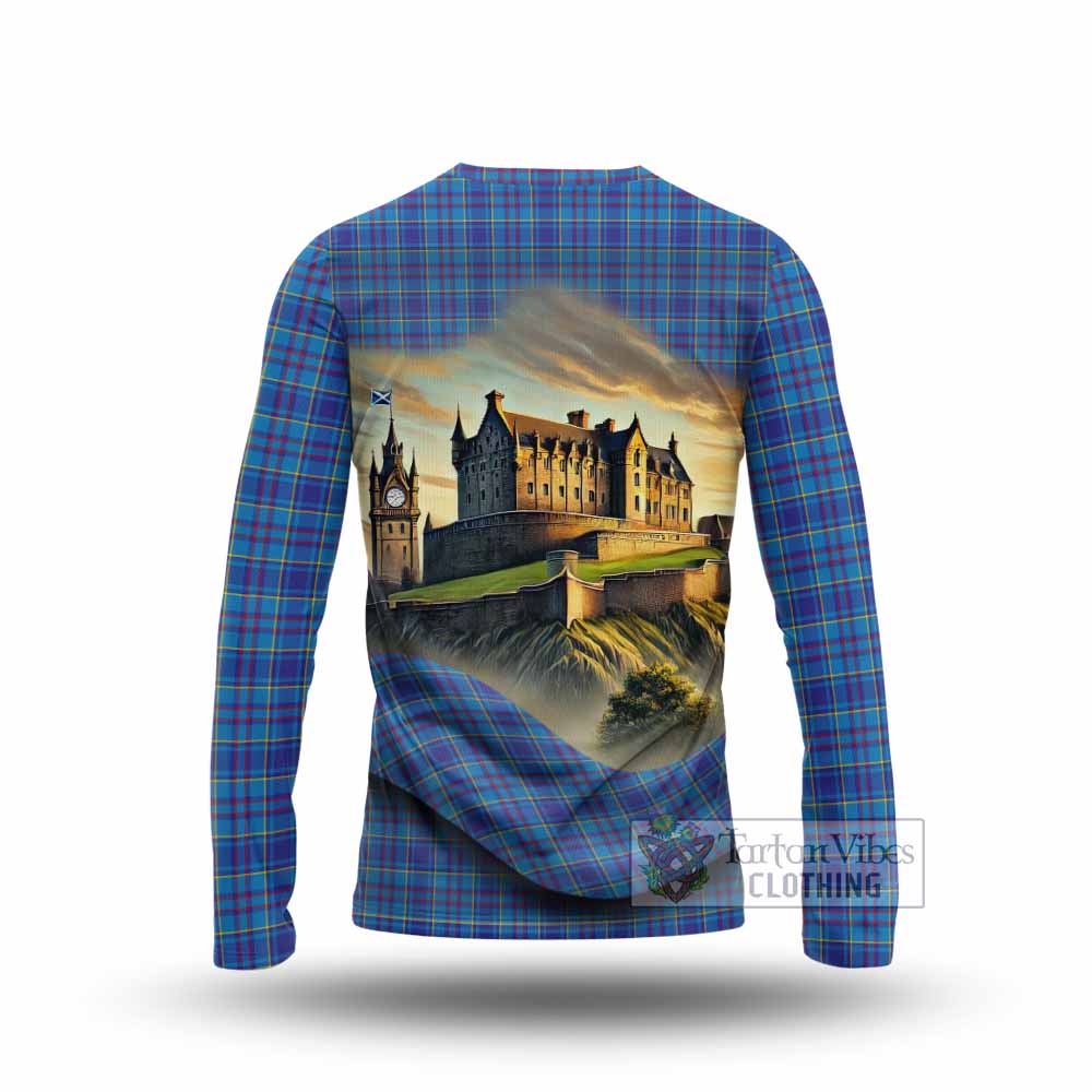 Tartan Vibes Clothing Mercer Tartan Family Crest Long Sleeve T-Shirt with Scottish Ancient Castle Style
