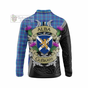 Tartan Vibes Clothing Mercer Tartan Family Crest Long Sleeve Polo Shirt Lion Rampant Royal Thistle Shield Celtic Inspired