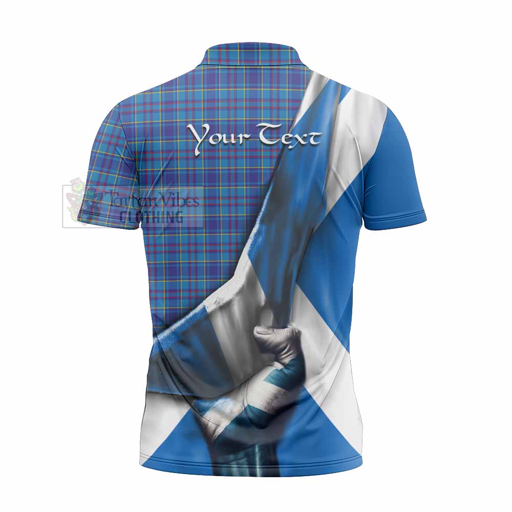 Tartan Vibes Clothing Mercer Tartan Zipper Polo Shirt with Family Crest Scotland Patriotic Style