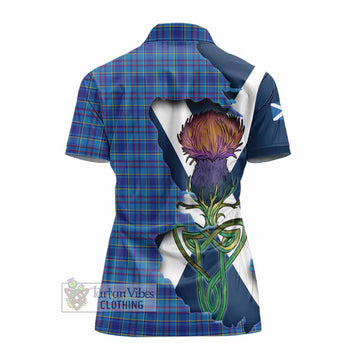 Mercer Tartan Family Crest Women's Polo Shirt Scottish Thistle Celtic Inspired
