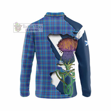 Tartan Vibes Clothing Mercer Tartan Family Crest Long Sleeve Polo Shirt Scottish Thistle Celtic Inspired