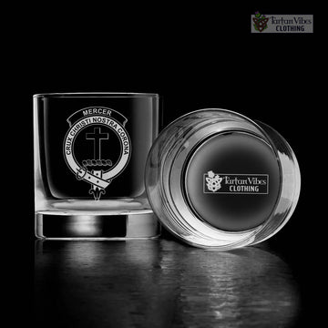 Tartan Vibes Clothing Mercer Family Crest Engraved Whiskey Glass with Handle